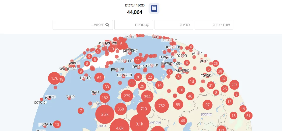 Hebrew Wikipedia on the map interactive data story preview